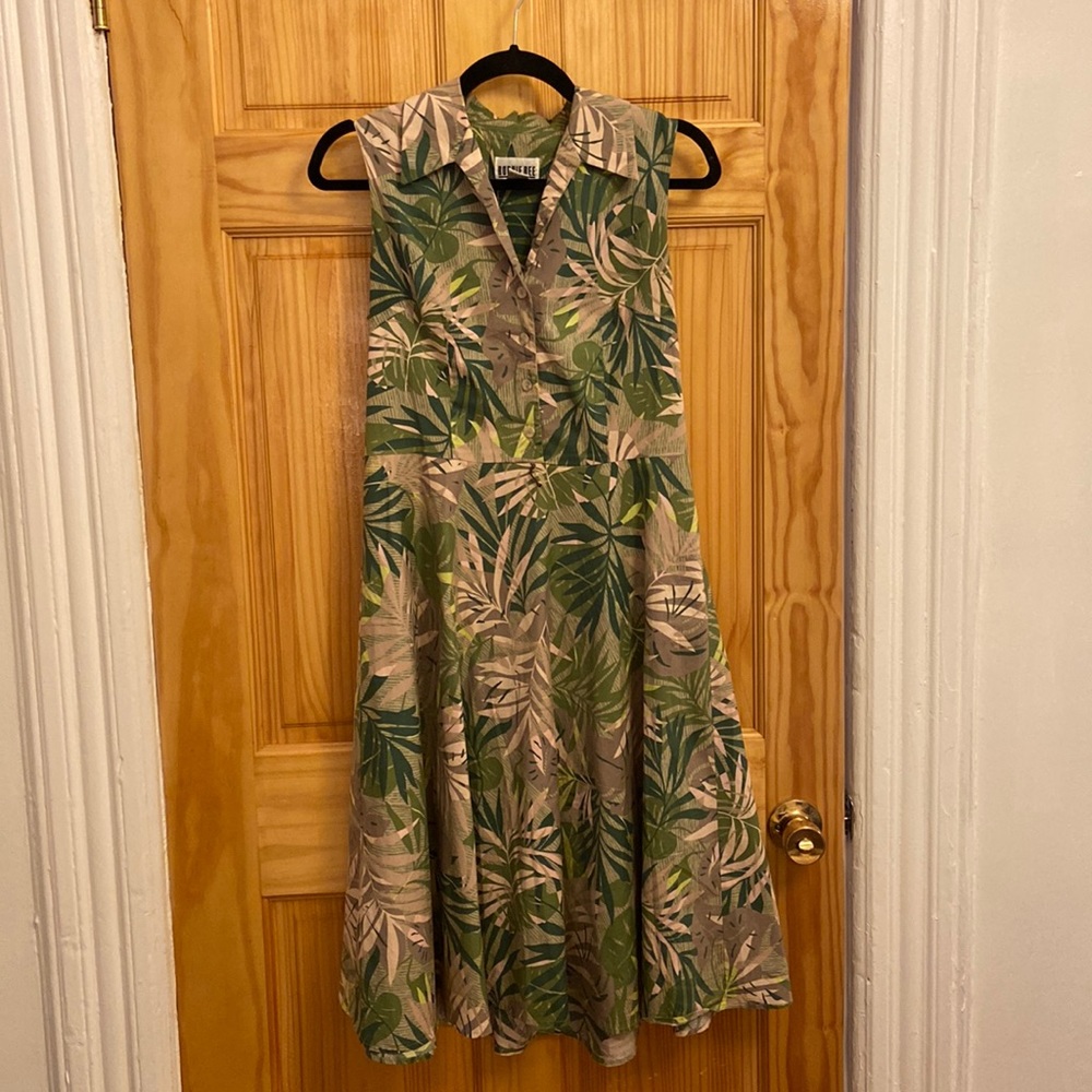 Bobbie Bee vintage green safari print dress
